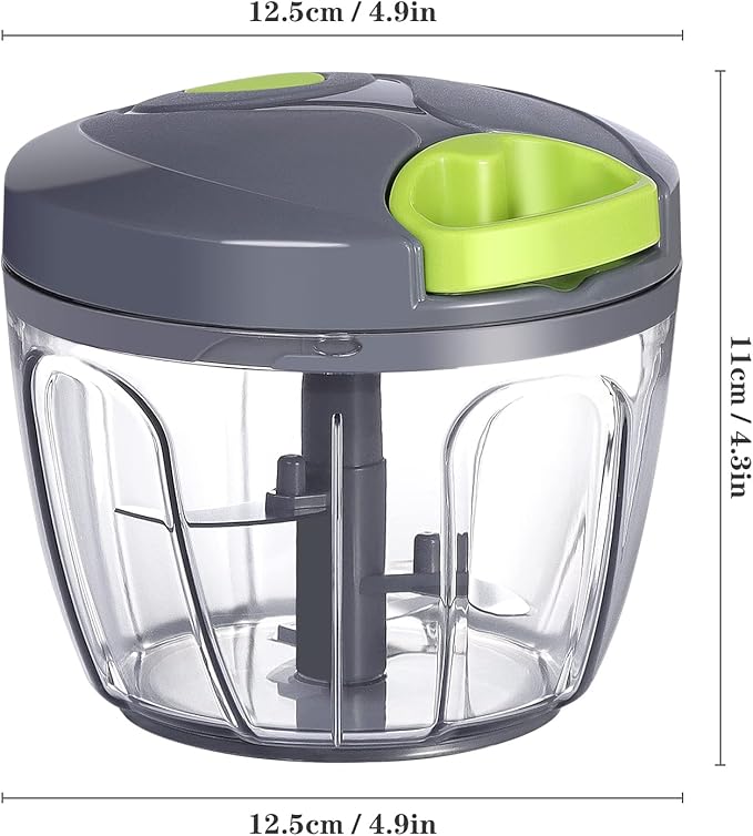 Cambom Manual Food Chopper Vegetable Cutter, Hand String Vegetable Chopper Onions Cutter for Vegetable Fruits Nuts BPA Free Food Safe Material, 650ml Gray