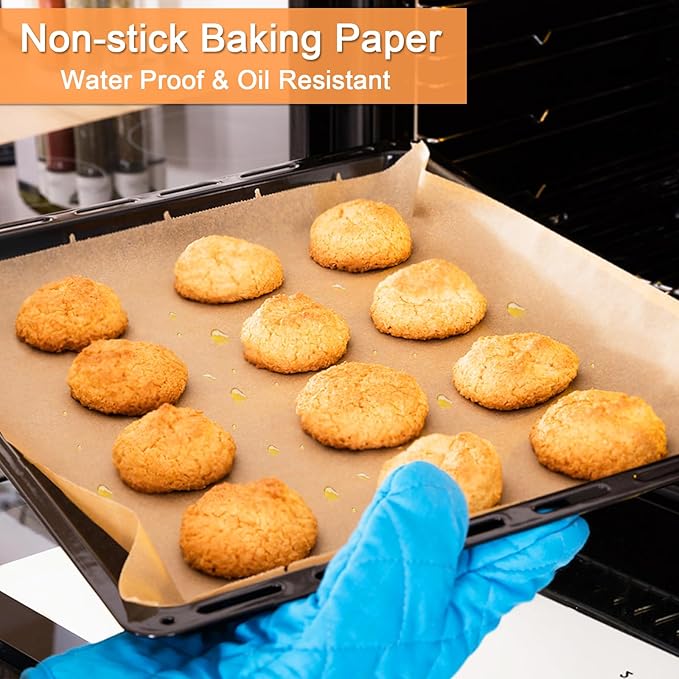 KIDOFLY 200 Pcs 12x16 Inch Unbleached Precut Parchment Paper Baking Sheets – Non-Stick Baking Paper for Oven, Air Fryer, Grilling & Steaming, Heat Resistant Up to 450°F