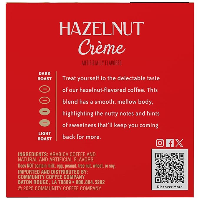 Community Coffee Hazelnut Creme Flavored 12 Count Keurig K-Cup Coffee Pods, Medium Roast, 12 Count (Pack of 1)