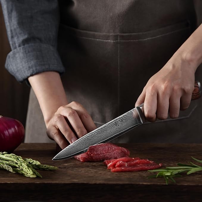 Wakoli EDIB 5-Piece Damascus Knife Set – Professional Kitchen Knives | Genuine Damascus Steel Blades with VG10 Core | Ergonomic Pakkawood Handles | Premium Chef Knife Set