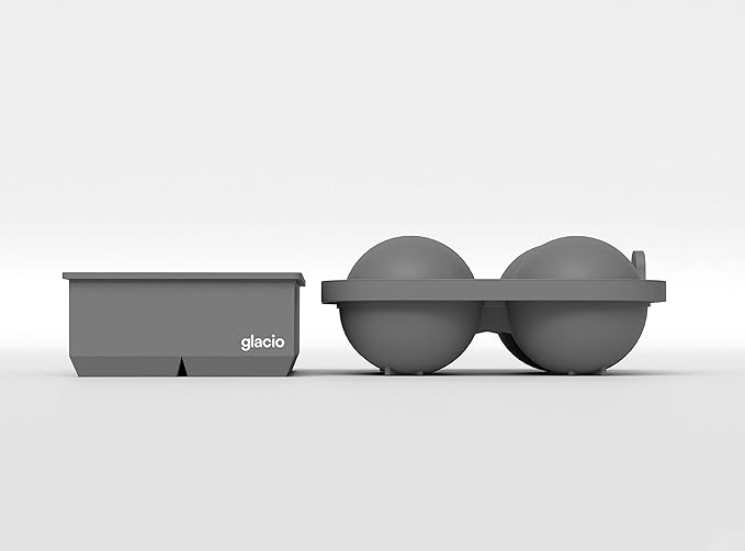glacio Ball Ice Cube Tray and Big Ice Cube Molds for Whiskey, Slow-Melting, 100% Silicone, No-Plastic, Easy Release, Ideal for Gifting and Elevating Cocktails