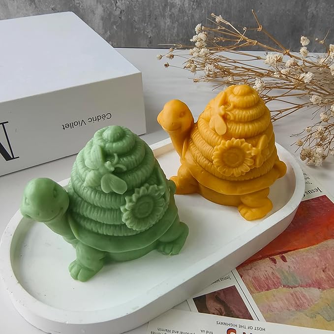 Turtle Soap Mold - Honeycomb Animal Mold for Candle Making and Home Decor - 3D Silicone Casting Mold