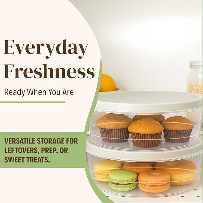 Evelots 2-Pack 10-Inch Airtight Food Storage Container with Lid - Portable Carrier for Pies, Cakes, Cupcakes & More - BPA-Free Clear Plastic - Secure & Easy Transport