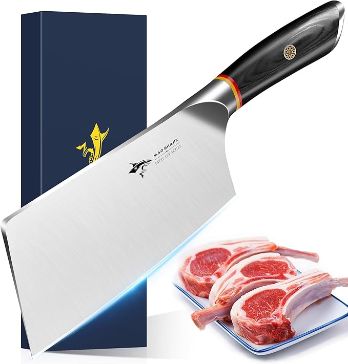 MAD SHARK 7 inch Kitchen Knife, Professional Sharp Vegetable Cleaver, German Military Grade Composite Steel with Ergonomic Handle, Chef Knife for Home, Kitchen & Restaurant Cooking Cutting Chopping