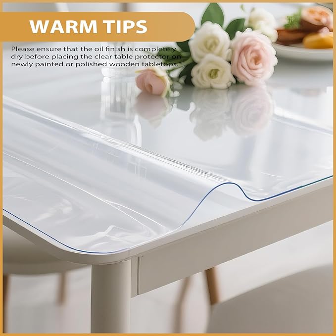 Clear Table Protector 40 x 80 Inch, 1.4mm Thick Waterproof PVC Plastic Table Cover, Durable Table Pad for Dining Room, Kitchen, Writing Desk, and Coffee Tables