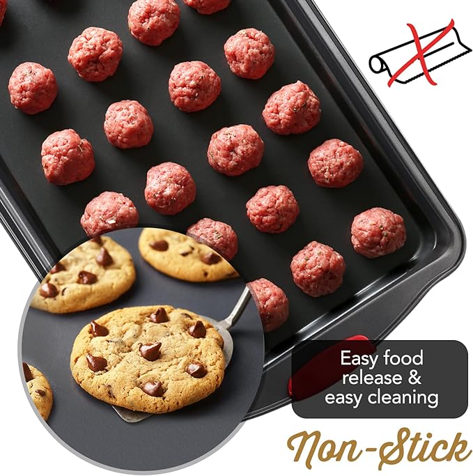 Baking Pan Set, 39 Piece Premium Baking Set, Nonstick Bakeware Sets BPA Free, Cookie Sheets for Baking Nonstick Set, Steel Baking Sheets for Oven with Muffin Pan, Cake Pan & Kitchen Utensils - Black