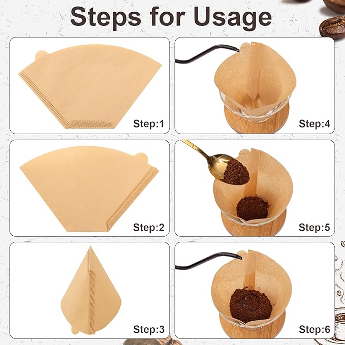 Coffee Filters #4, Unbleached Natural Coffee Filters 8-12 Cup, Disposable Coffee Filters, 4 Cone Paper Compatible with Ninja Coffee Maker, Pour Over and Drip Coffee Maker, 200 Count