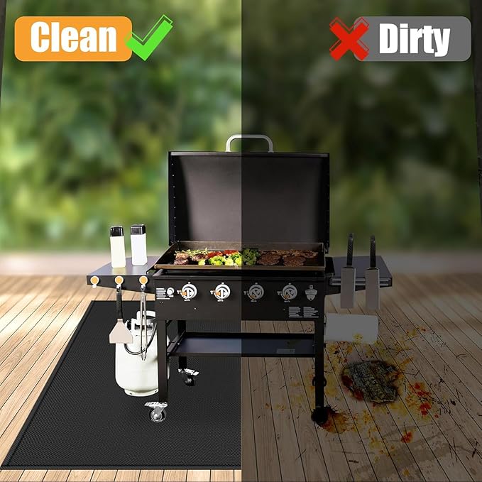 48 ×40 inches Under Grill Mats for Outdoor Grill/ BBQ Mat for Under BBQ, Fireproof Mat- Fire Pit Mat -Protector Mat - Oil-Proof Grill Floor Pads - Solo Stove Mat for Deck Patio Outdoor Smokers Grills