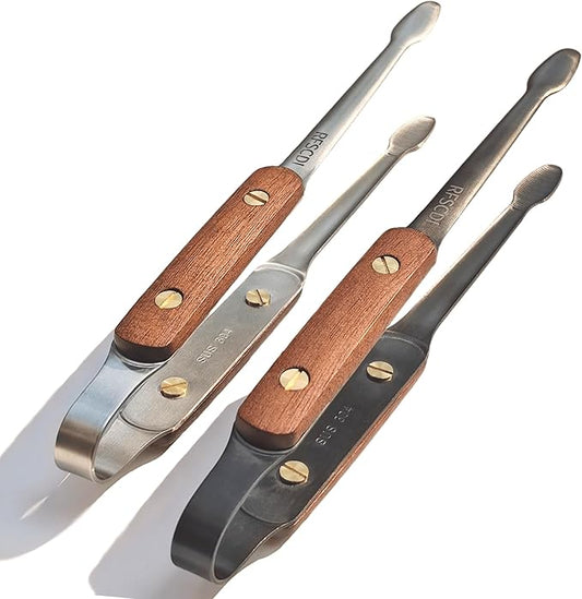 2 Pack Tongs for Cooking - 304 Stainless Steel & Walnut Wood, Comfortable Grip, Non-Slip Design, High Heat Resistant - Ideal for Kitchen, Barbecue & Frying Steak,9 Inch, silvery & back