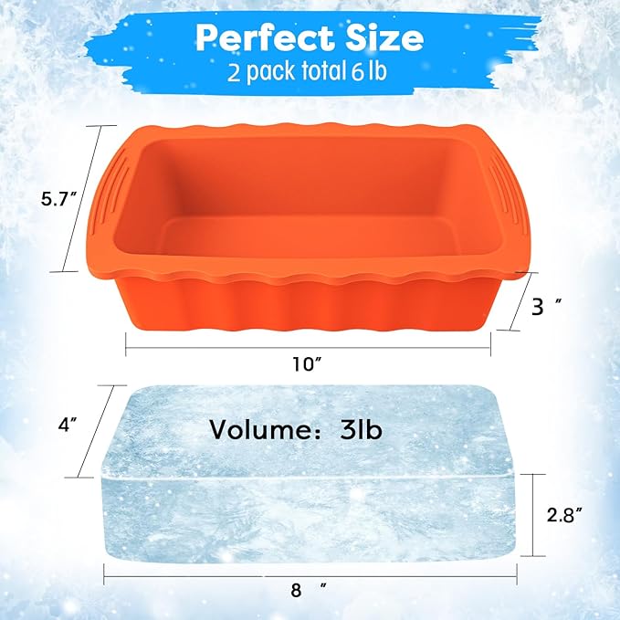 Haldane 5PC Extra Large Ice Block Mold 15LB Ice Cube Bricks Maker Molds for Cold Plunge/Coolers, Reusable Ice Bath Water Chiller, Thick Silicone Ice Bath Accessories Orange