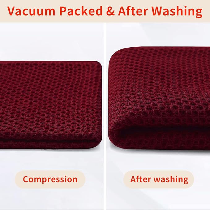 Homaxy 100% Cotton Waffle Weave Kitchen Dish Cloths, Ultra Soft Absorbent Quick Drying Dish Towels, 12 x 12 Inches, 8-Pack, Burgundy