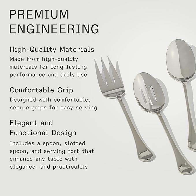Made In Cookware - Stainless Steel - Serving Utensil Set - Fork, Spoon, Slotted Spoon - Dishwasher Safe