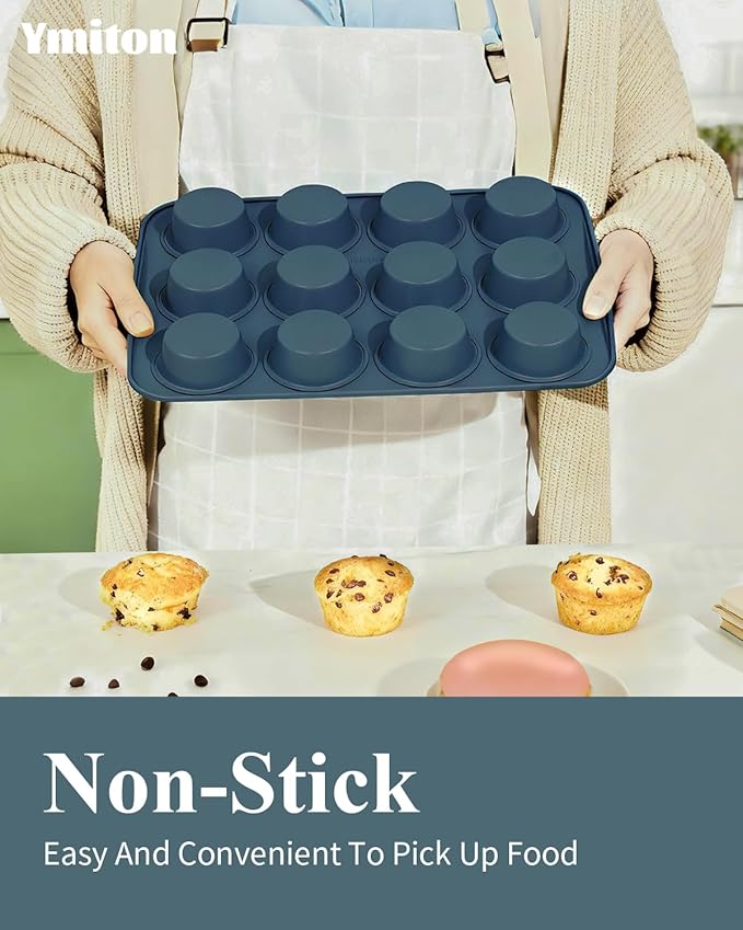 Ceramic Nonstick Baking Pans Set, Non Toxic 33 PCS Stackable Bakeware Sets, 550°F Oven Safe Baking Sheet & Pans, Warp-Free, Dishwasher Safe, PTFE/PFOA/PFOS-Free (Blue)