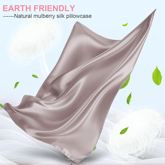 Mulberry Silk Pillow Cases King Size with Hidden Zipper, Ultra Smooth and Soft Breathable Cooling Silk Satin Pillowcase for Hair and Skin, Gifts for Women Men (Taupe, 20x36 Inches, 1 Pack)