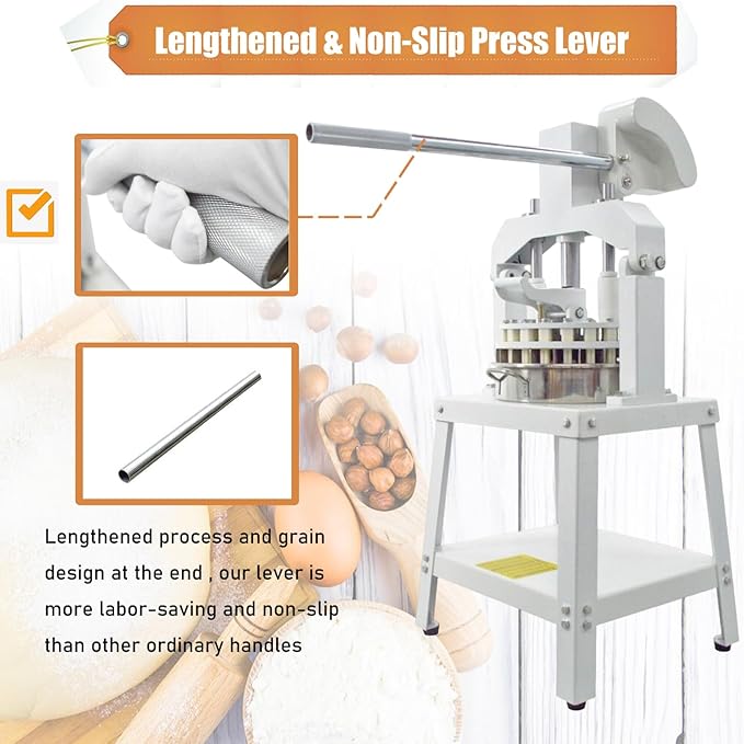 Commercial Dough Divider Manual 18PCS Dough Divider 2.12oz-11.29oz Heavy Duty Dough Cutter Machine with 60-320g Dough Weight Range for Baking, 18PCS