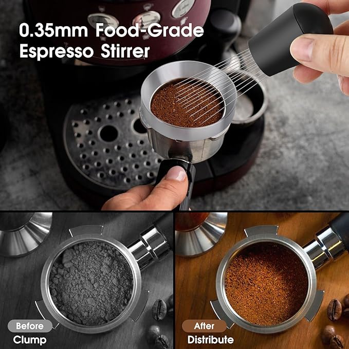 58mm Espresso Accessories Kit, Coffee Distributor and Tamper Leveler, WDT Tool and Dosing Funnel Set Fits 58 mm Espresso Machines and Portafilters