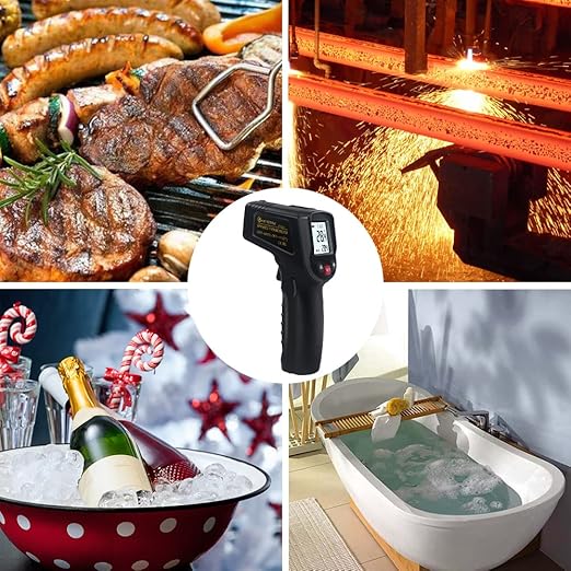 KETOTEK Infrared Thermometer Non Contact IR Digital Laser Temperature Gun -50℃～600℃ (-58℉～1112℉) Adjustable Emissivity Thermometer Gun for Cooking