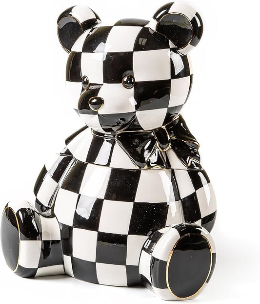 MACKENZIE-CHILDS Courtly Bear Cookie Jar, Cute Cookie Jar for Kitchen or Dining Room