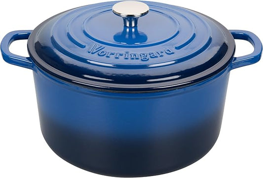 Enameled Cast Iron Dutch Oven Pot with Lid, for Sourdough Bread Baking, Round Dutch Ovens, 4.5 Quart, Blue