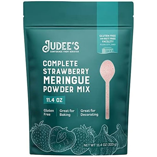 Judee's Gluten Free Complete Strawberry Meringue Powder Mix - Just Add Water - Bake Meringue Cookies & Royal Icing - Cookie Decorating & Frosting Mix - 11.4 Oz