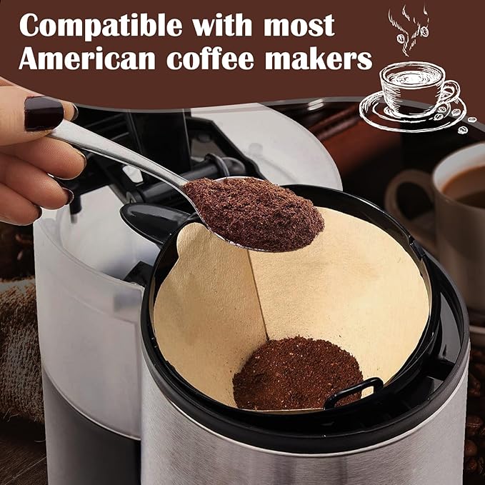 100 Count #4 Cone Coffee Filters 8-12 Cup, Natural Coffee Filters 4 Cone Paper fits for Pour Over and Drip Coffee Maker, Unbleached, Chlorine Free