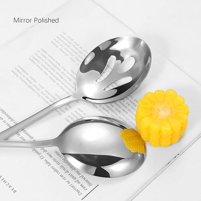 Stainless Steel Serving Utensils,8 Pcs Serving Set with Serving Spoons,Serving Fork,Soup Ladle,Lasagna Server,Pie Server,Polished Serving Utensil Set for Buffet Parties Home,Dishwasher Safe