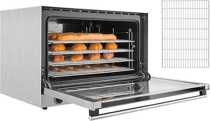 VEVOR Commercial Convection Oven, 4.24 cu.ft Conventional Countertop Oven for Full-Size Pans, Electric Convection Ovens with 4 Racks, 360° Hot Air Circulation, for Bakery, Restaurant & Pizza Shop