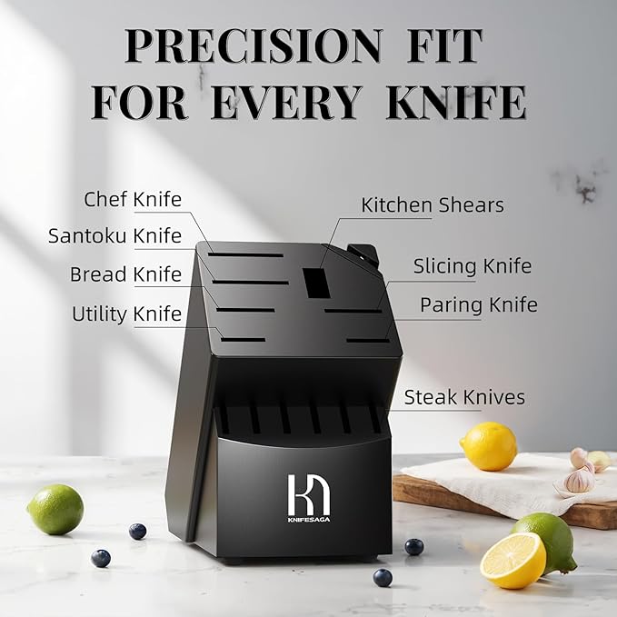 Knife Set Premium, Japanese 14 Pcs Kitchen Knife Block Set Enduring Razor Sharp High Carbon Stainless Steel, Black Chef Knives Set with Built-in Sharpener and Quality Acacia Wood Block