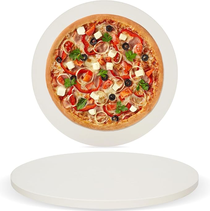 GOOD GAIN Pizza Stone for Oven Grill - 15'' Round Baking Stone for Bread, Pies | Cordierite Oven Stones for Cooking | Indoor,Outdoor | Durable, Heat Shock Resistant (White)