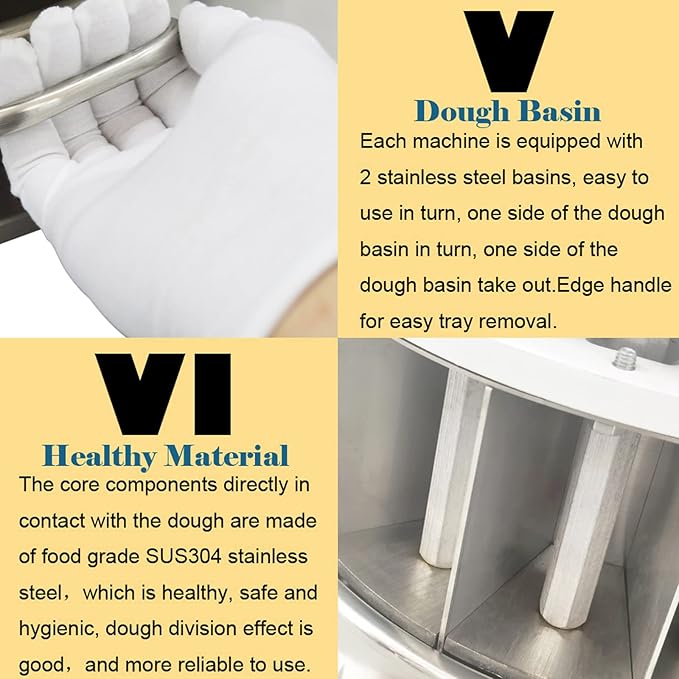 INTSUPERMAI Dough Divider Cutter Machine 1.59oz-8.46oz Dough Divider and Rounder Machine 24PCS Manual Dough Quantitative Partition Machine