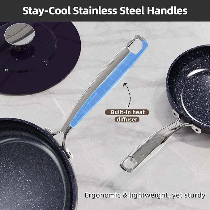 Nuwave Lux 13pc Forged Lightweight Cookware Set PFAS Free, Healthy G10 Duralon Ceramic Coating, Ultra Non-Stick, Stay-Cool Handles, Works on All Cooktops & Induction Ready