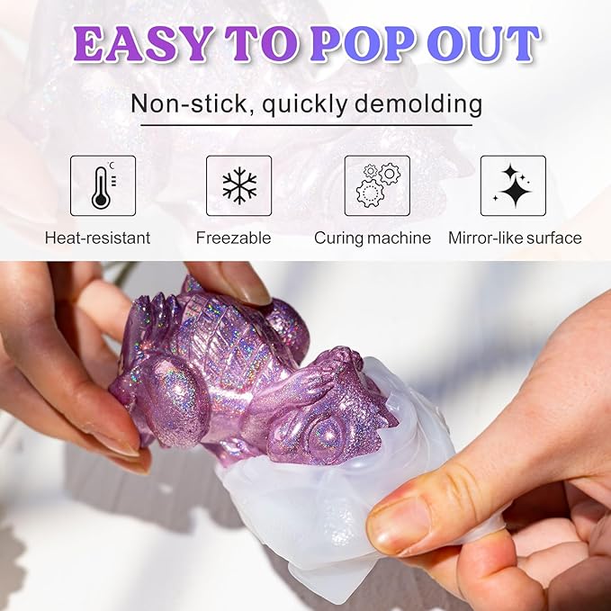 LET'S RESIN Dragon Resin Molds, Hear, Speak, See No Evil 3 Pcs Dragon Epoxy Resin Molds, Lively 3D Animal Silicone Molds for Epoxy Resin, Art Craft, Gift