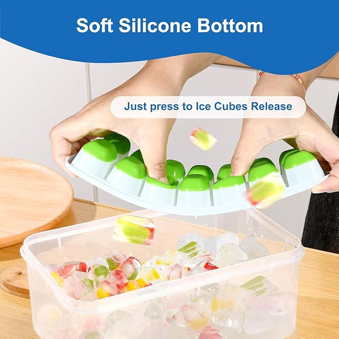 Ice Cube Tray, Ice Cube Trays for Freezer 5 Pack with Lids, Ice Tray Easy-Release, Ice Trays for Freezer Stackable, Silicone Ice Cube Tray for Drinks, Coffee - BPA-Free and Odor-Free