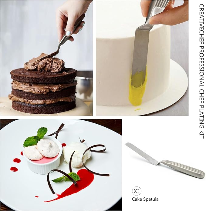 CREATIVECHEF 10 PCS Plating Tools Culinary Set Contains Kitchen Tweezers Spatula Sauce Plating Spoon（Black）
