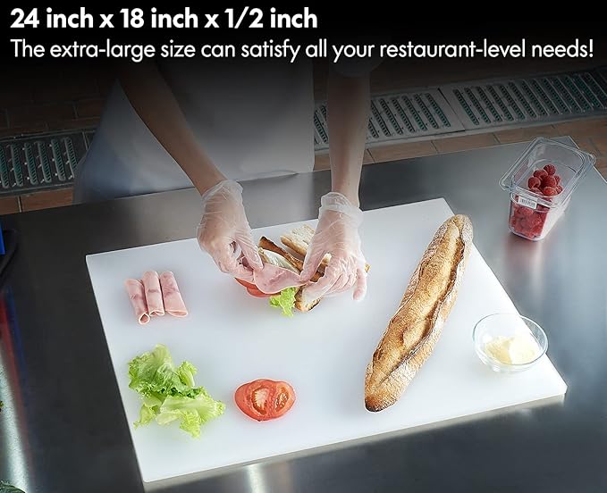 CURTA Cutting Boards for Kitchen, 24" x 18" x 0.5" Brown Color Coded Plastic Commercial Chopping Board Anti Slip Surface Dishwasher Safe