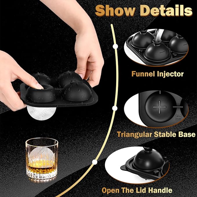 2 Pack Baseball Ice Cube Mold 2.1 Inch Large Silicone Baseball Ice Cube Molds Fun Shapes Craft Sphere Ice Molds Novelty Christmas Gifts for Men Women Cocktails, Bourbon,Brandy, Whiskey(2, Baseball)