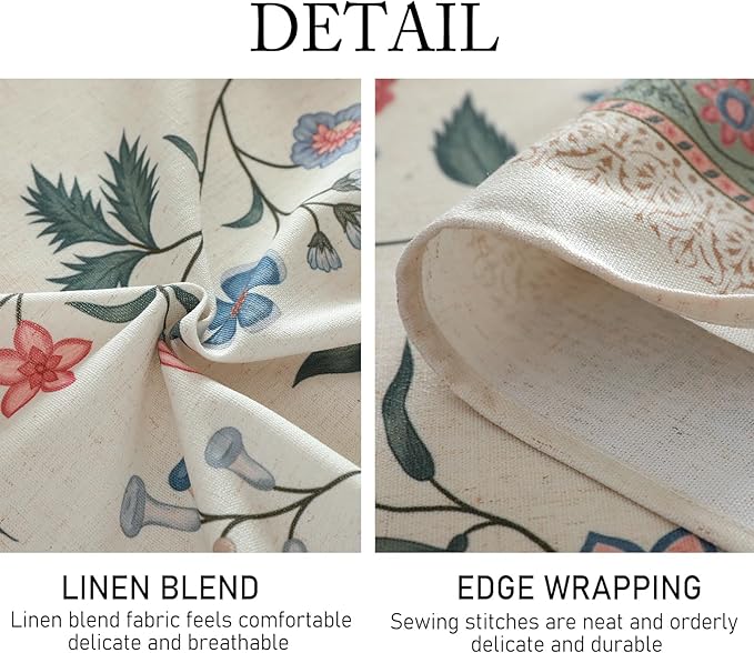 ISAENNE Designer Chinoiserie Linen Floral Square Tablecloth,White Wrinkle Resistant Table Cloth,Elegant Decor Tablecloths for Dining Thanksgiving Kitchen Party Christmas,67"*67"-Daffy
