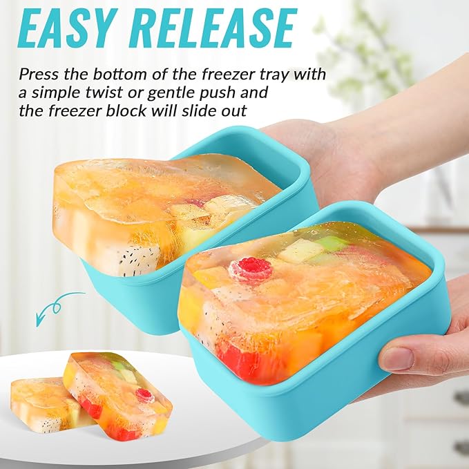 6 Packs 1 Cup Silicone Soup Freezer Molds with Lid Silicone Soup Freezer Trays Rectangle Reusable Food Preserving Tray Freezing Sauces Stews(Lake Blue)