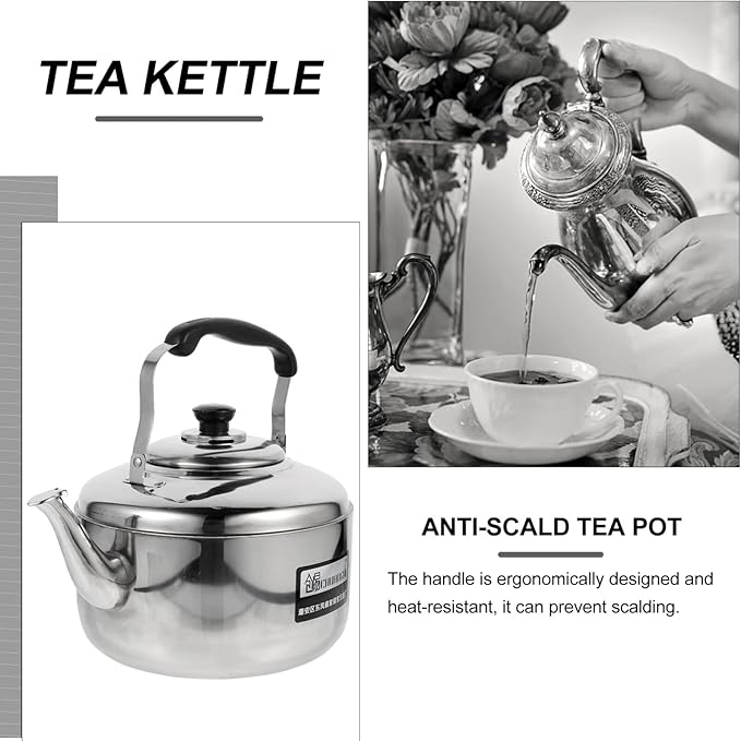 Cabilock 6L Stainless Steel Whistling Tea Kettle Large Capacity Stove Top Water Pot with Ergonomic Handle for Home Kitchen