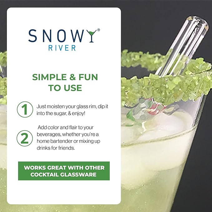 Snowy River Holly Green, Cocktail & Margarita Sugar Rimmer - Vibrant Naturally Colored Sugar for Cocktail Rimming, Baking & Decorating, Medium Crystal - 80oz