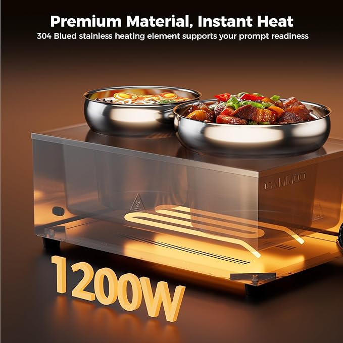 20qt 2-in-1 Electric Soup Warmer and Steam Table Food Warmer, 1200W Stainless Steel Bain Marie Pot, 86~185°F Adjustable Temp, Commercial Soup Kettle for Catering Restaurant Buffet