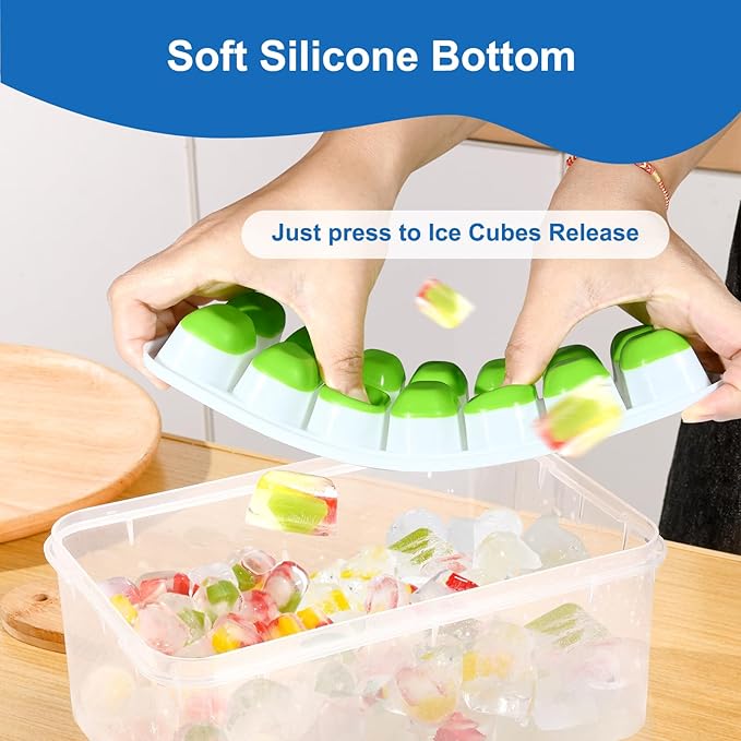 Ice Cube Tray, Ice Cube Trays for Freezer 3 Pack with Lids, Ice Tray Easy-Release, Ice Trays for Freezer Stackable, Silicone Ice Cube Tray for Drinks, Coffee - BPA-Free and Odor-Free