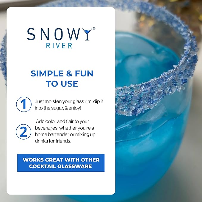 Snowy River Blue Dream, Cocktail & Margarita Sugar Rimmer - Vibrant Naturally Colored Sugar for Cocktail Rimming, Baking & Decorating, Medium Crystal - 8oz