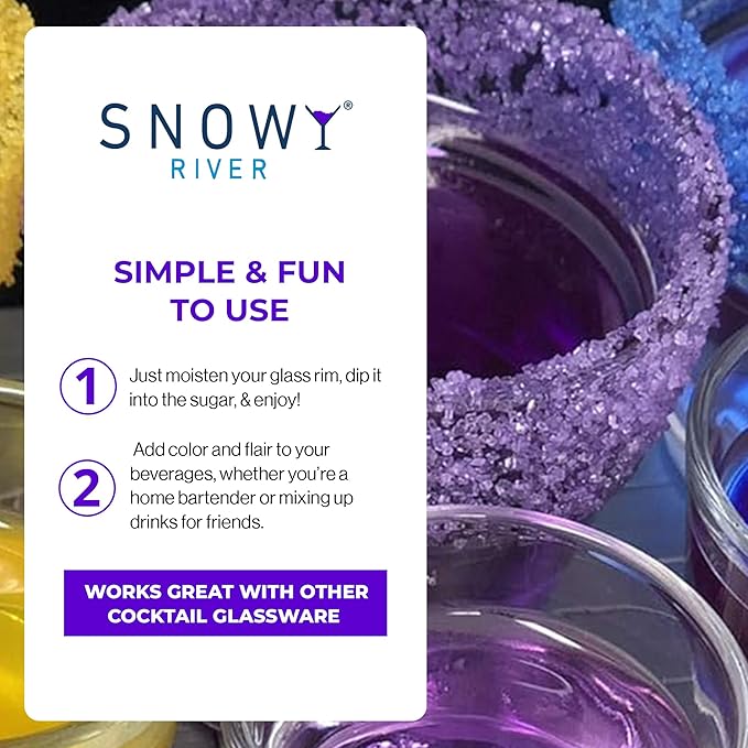 Snowy River Purple, Cocktail & Margarita Sugar Rimmer - Vibrant Naturally Colored Sugar for Cocktail Rimming, Baking & Decorating, Medium Crystal - 80oz