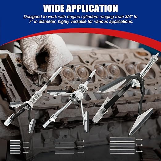 Engine Cylinder Hone Adjustable Deglazer Set 3pcs for Grinding Holes from Minium 3/4" to Maximum 7" in Diameter, Adjustable Brake Piston Honing Tools with Extra 9-Piece 220 Grit (1-1/8"+2"+4")