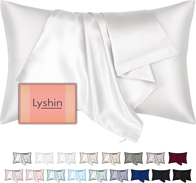 Mulberry Silk Pillow Cases King Size with Hidden Zipper, Ultra Smooth and Soft Breathable Cooling Silk Satin Pillowcase for Hair and Skin, Gifts for Women Men (Ivory, 20x36 Inches, 1 Pack)