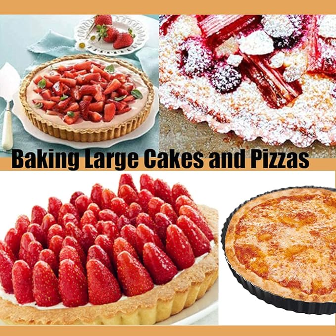 DATANYA Tart Pans with Removable Bottom 10 Inch Quiche Pan, Heavy Duty Carbon Steel Round Non-stick Fluted Pie Tart Pan for Mousse Cakes, Christmas Dessert Baking (10.2 Inch 1pc)