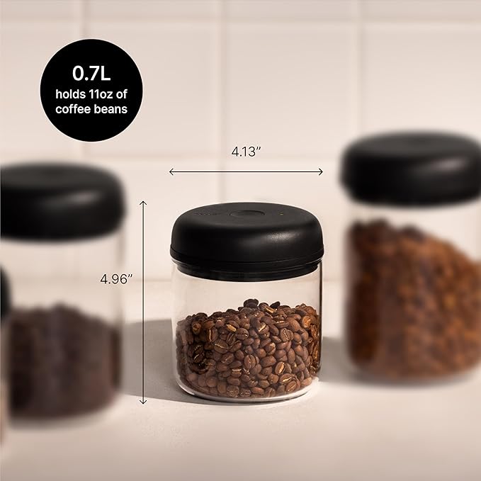 Fellow Atmos Electric Vacuum Canister & Storage Container - Airtight Coffee & Food Storage Containers - Coffee Containers - (Matte White, 0.7 Liter)