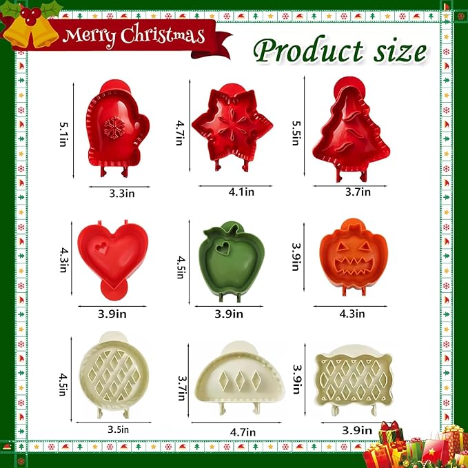 9PCS Mini Hand Pie Molds,Party Potluck Hand Pie Molds for Baking,Fits All Kinds of Festivals and Parties (9PCS-B)