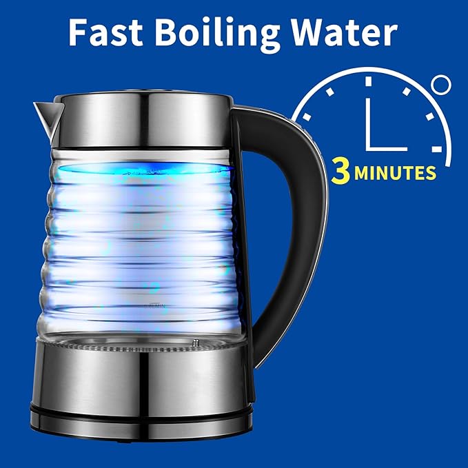 Electric Kettle, 1.8L Temperature Control Hot Water Boiler, No Plastic Contact with Water, Automatic Shutoff, Keep Warm, Cordless with LED Light for Tea Coffee
